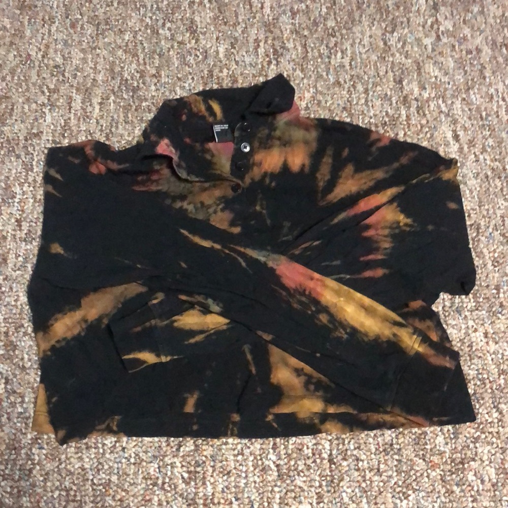 cropped faded red, black, and yellow long sleeve